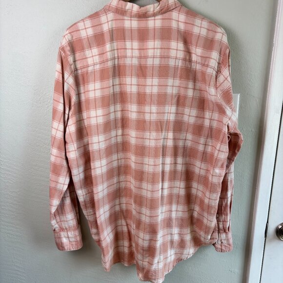 Madewell Shirt Peach Plaid Cotton Button-Down Long Sleeve Size L - Picture 6 of 6